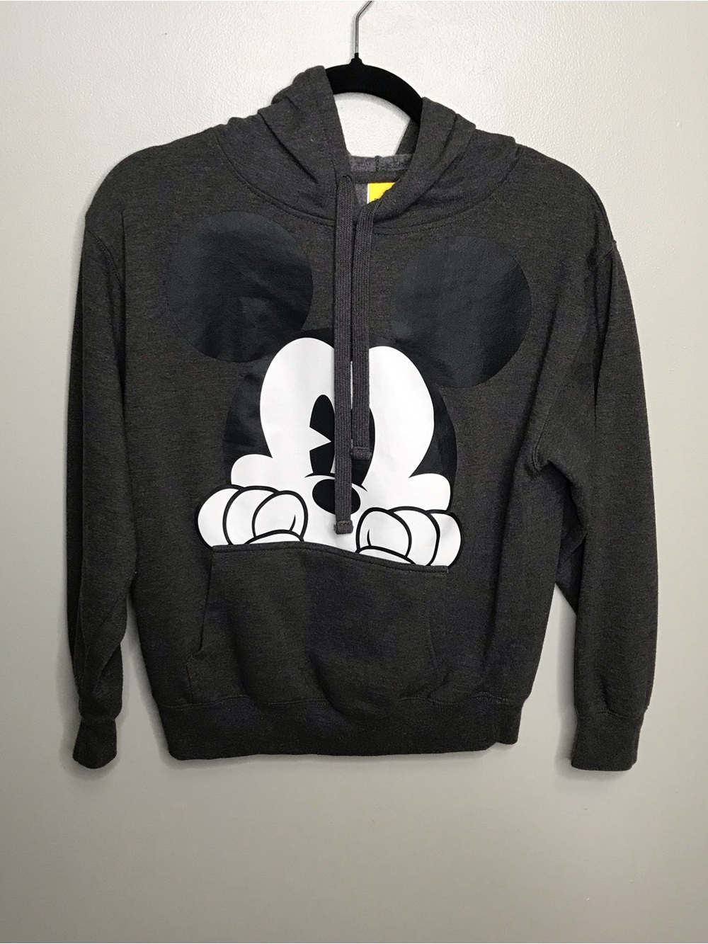 Disney Charcoal Gray Mickey Peekaboo Pullover Hoodie Sz Small